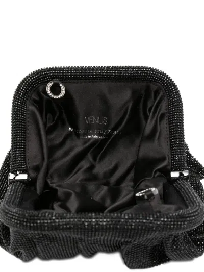 Benedetta Bruzziches Rhinestone And Satin Venus La Petite James Bond Pochette In Black