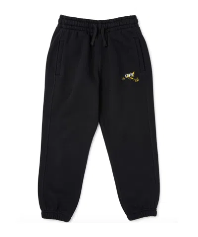 Off-white Black Diagonal Splat Logo Jogging Trousers In Black