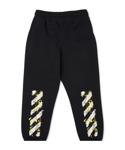 Off-white Black Diagonal Splat Logo Jogging Trousers In Black