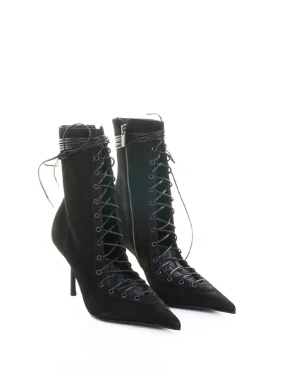 Le Silla Colette Lace-up Leather Ankle Boot In Black