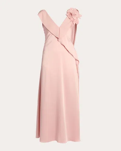 Erdem Floral-embellished Ruffled Midi Dress In Pink
