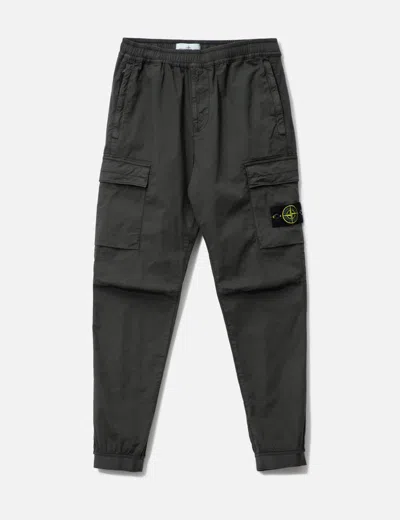 Stone Island Regular Tapered Cargo Trousers With Elastic Waistband In Gray