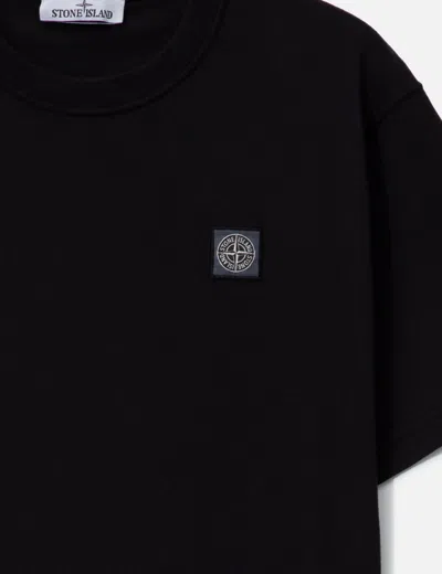 Stone Island Logo Cotton T-shirt In Black
