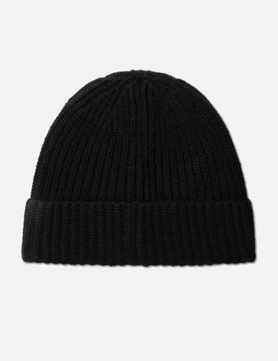 Stone Island Ribbed Knit Beanie With Compass Logo Patch