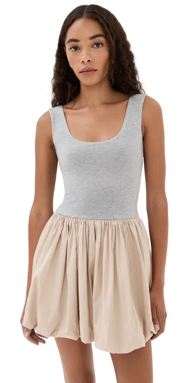 Le Bop Piper Combo Dress Heather Grey/khaki In Gray