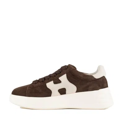 Hogan Suede Upper Sneakers With Rubber Sole In Brown
