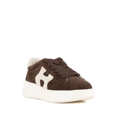 Hogan Suede Upper Sneakers With Rubber Sole In Brown