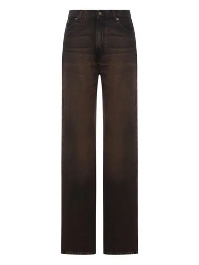 Haikure Brown Vintage Effect Korea Jeans In Brown