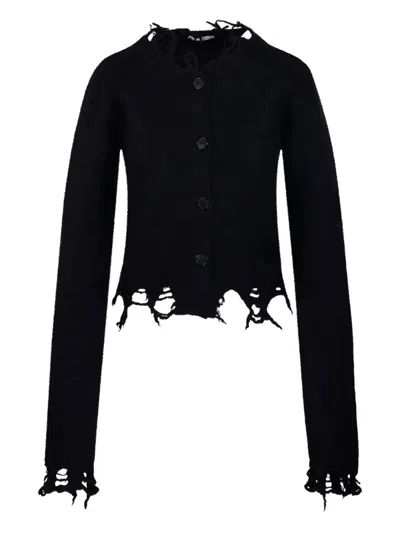 Haikure Jill Sweater With Long Sleeves And Distressed Edges In Black