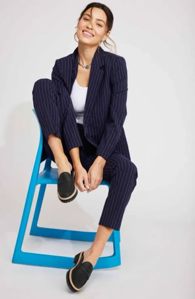 Toms Women's Cara Lug Leather Penny Loafer Mules In Black