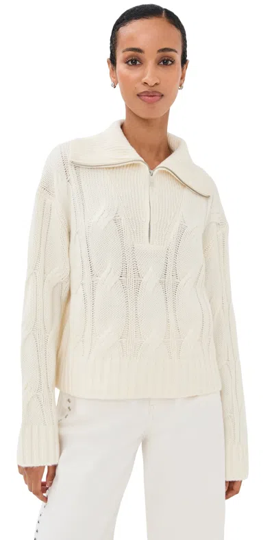 Sablyn Esme Half Zip Cable Sweater Gardenia In Neutral