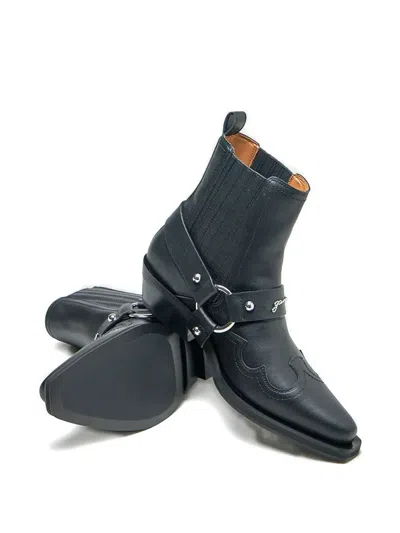 Ganni Western Fitted Chelsea Boots For Women In Black