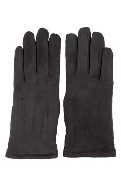 Surell Faux Suede Gloves In Black
