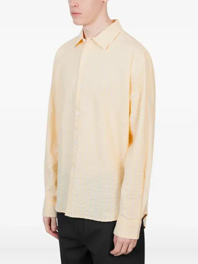 Vous Décidez Gestreiftes Hemd Aus Seersucker In Yellow