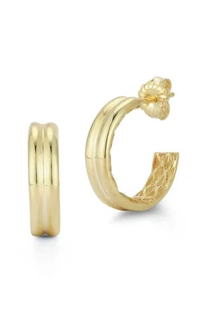 Chloe & Madison Chloe And Madison 14k Over Silver Double Row Hoops In Gold