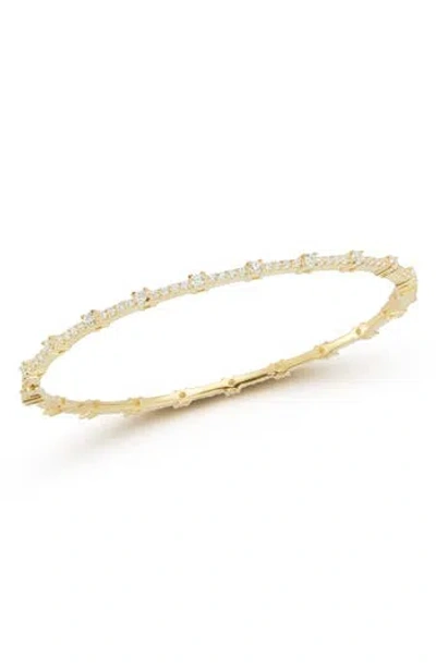 Chloe & Madison Chloe And Madison 14k Gold Plate Cubic Zirconia Bangle Bracelet In Gold