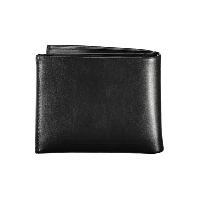 Calvin Klein Elegant Black Leather Dual-compartment Wallet In Black