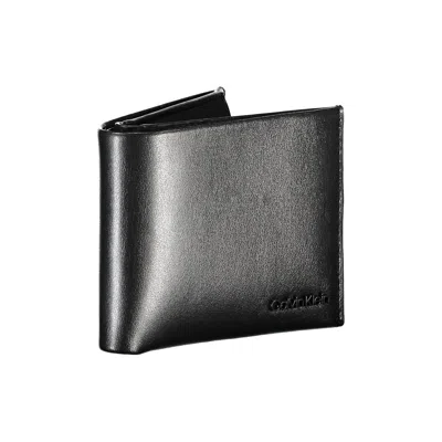 Calvin Klein Elegant Black Leather Dual-compartment Wallet In Black