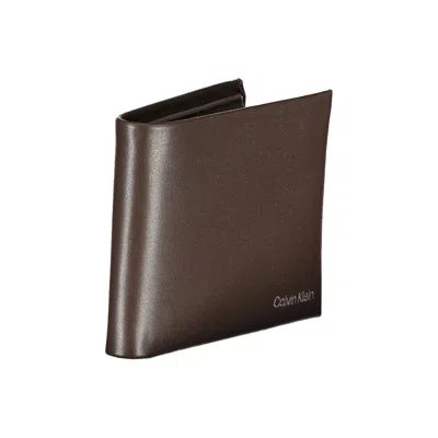 Calvin Klein Elegant Leather Wallet With Rfid Men's Block In Brown