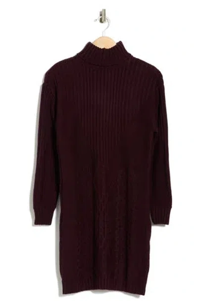 Area Stars Turtleneck Sweater Dress In Burgundy