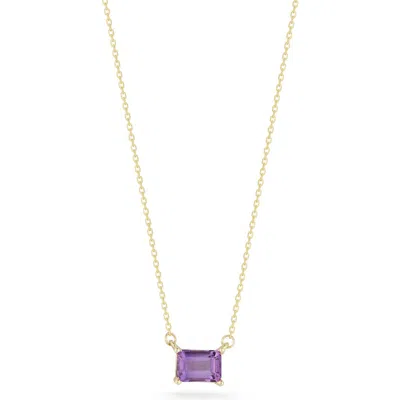 Ember Fine Jewelry 14k Yellow Gold Emerald Cut Amethyst Pendant Necklace In Purple