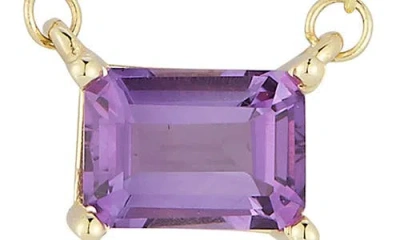 Ember Fine Jewelry 14k Yellow Gold Emerald Cut Amethyst Pendant Necklace In Purple