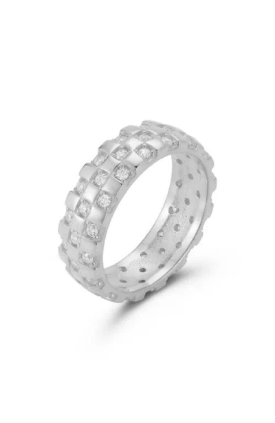 Chloe & Madison Chloe And Madison Cubic Zirconia Checkered Band Eternity Ring In Silver