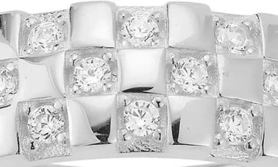 Chloe & Madison Chloe And Madison Cubic Zirconia Checkered Band Eternity Ring In Silver