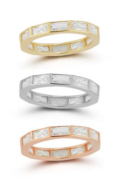 Chloe & Madison Chloe And Madison 14k Tri-tone Cz Tri Color Set Ring Set In Multi