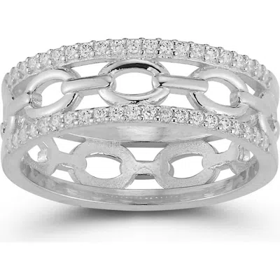 Chloe & Madison Chloe And Madison Silver Cz Triple Stack Ring In Metallic