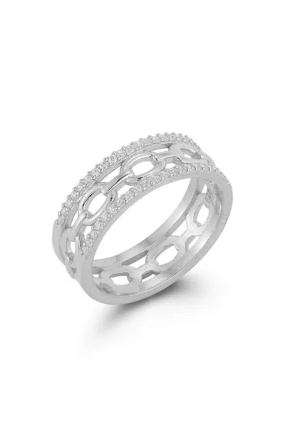 Chloe & Madison Chloe And Madison Silver Cz Triple Stack Ring In Metallic