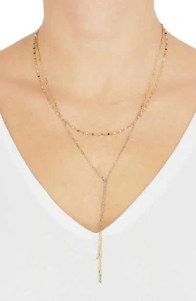 Frankie & Zoe 14k Yellow Gold Layered Chain Y-necklace In Gold