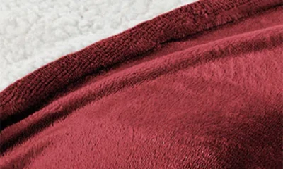 Woven & Weft Faux Shearling Fleece Throw Blanket In Red