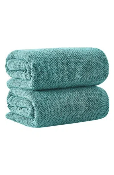 Woven & Weft Loop Textured 2-pack Bath Towels In Blue