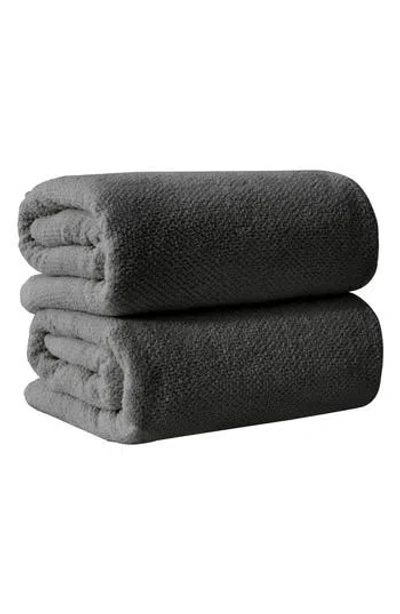 Woven & Weft Loop Textured 2-pack Bath Towels In Blue