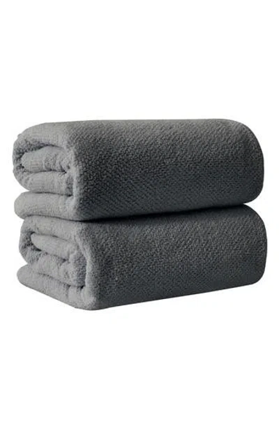 Woven & Weft Loop Textured 2-pack Bath Towels In Gray