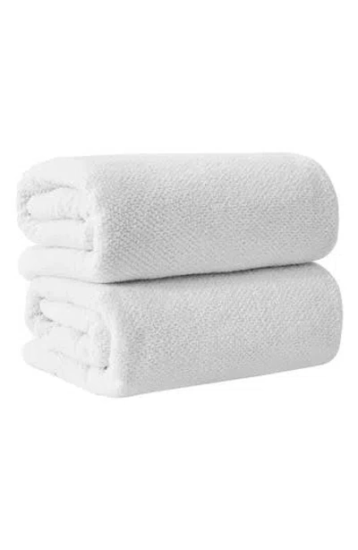 Woven & Weft Loop Textured 2-pack Bath Towels In White