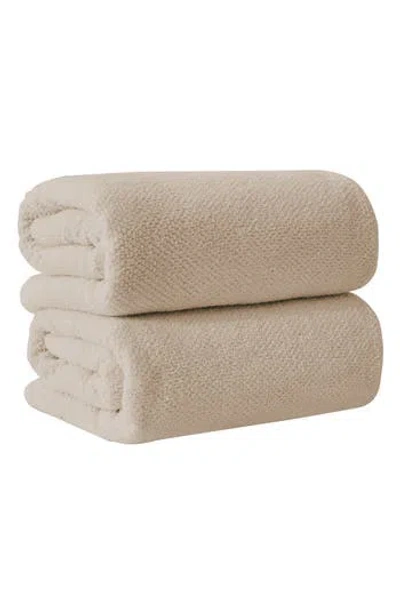Woven & Weft Loop Textured 2-pack Bath Towels In Silver