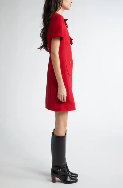 Valentino Garavani Bow Detail Crepe Couture Minidress In Red