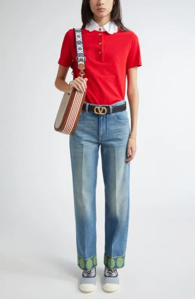 Valentino Garavani Straight-leg Jeans With Decorative Cuffs In Black