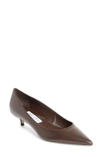 Jimmy Choo Amelia Pointed Toe Kitten Heel Pump In Brown