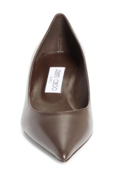 Jimmy Choo Amelia Pointed Toe Kitten Heel Pump In Brown