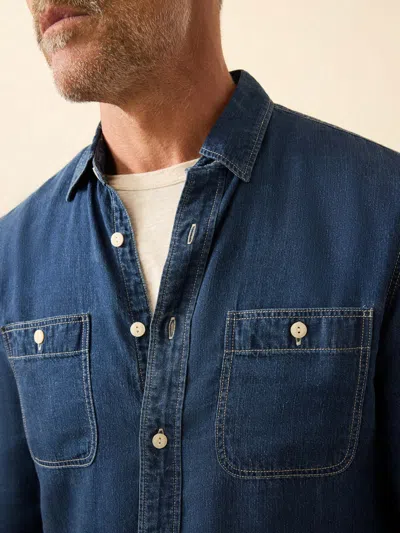Faherty Tried & True Chambray Workshirt In Blue