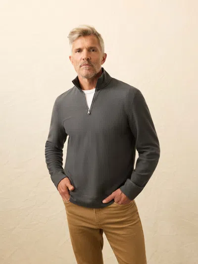Faherty Textured Knit Quarter Zip In Gray