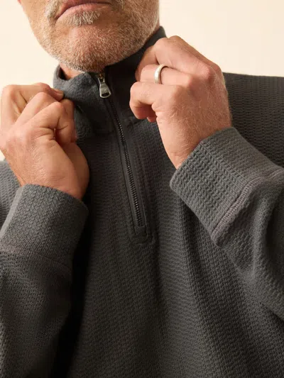 Faherty Textured Knit Quarter Zip In Gray