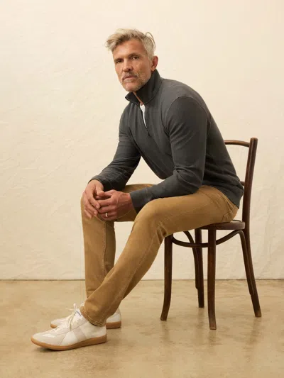 Faherty Textured Knit Quarter Zip In Gray