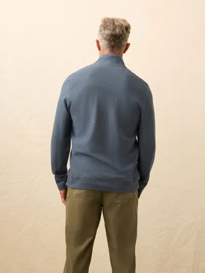 Faherty Textured Knit Quarter Zip In Blue