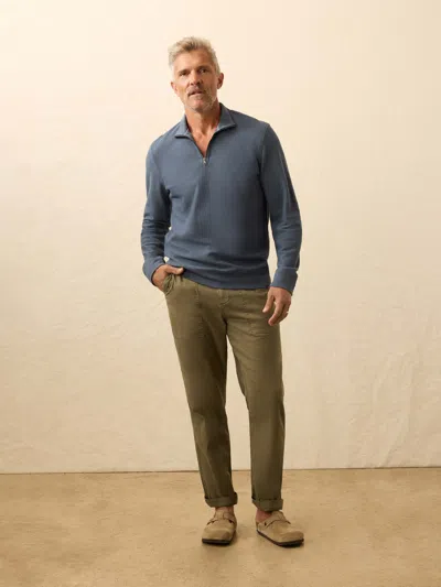 Faherty Textured Knit Quarter Zip In Blue