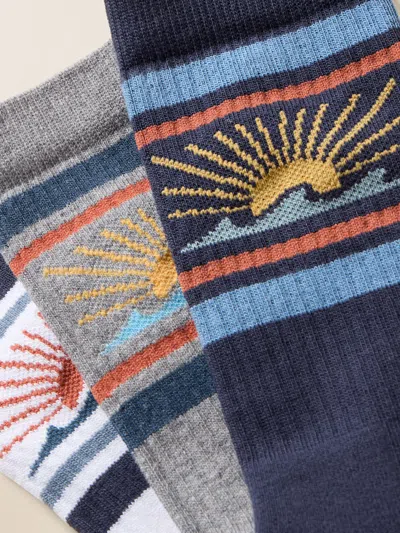 Faherty Sun & Waves 3 Pack Sock In Multi