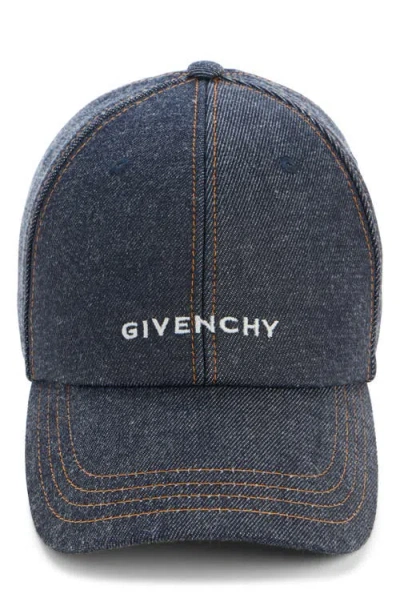 Givenchy Logo Embroidered Denim Adjustable Baseball Cap In Blue